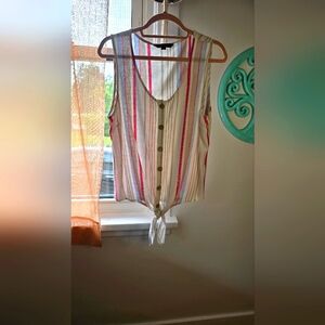 Charlie B Linen Blend Tie Front Top